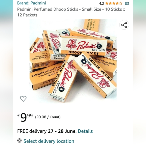 12 pack of 10 padmini dhoop traditionally handrolles Indian incense sticks RRP12 - Picture 6 of 6